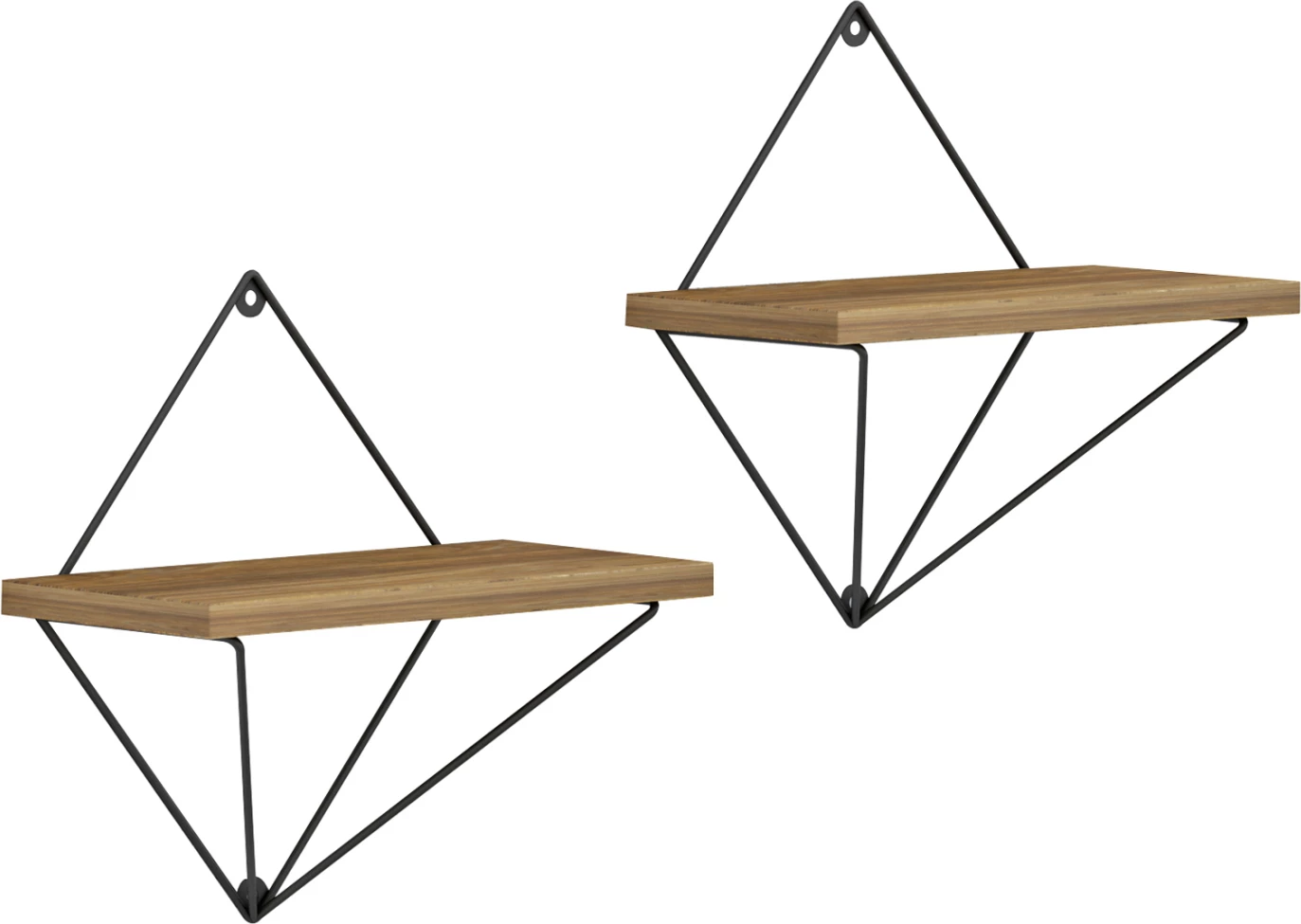 Rafta muri 2 copë set ZANNARD FH8929.11 metal i zi-melaminë natyrale 30x14x30Hcm