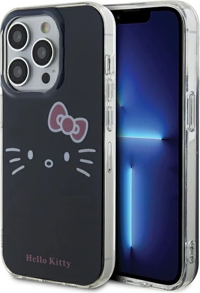 Mbështjellës Hello Kitty IML Kitty Face për iPhone 14 Pro Max, i zi