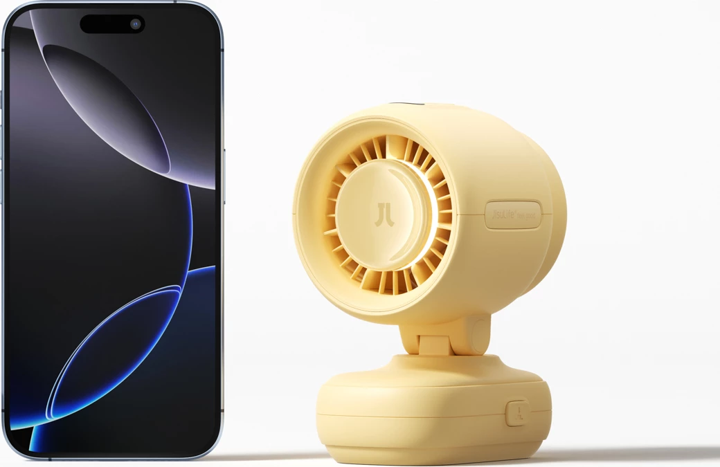 Ventilator mini për karrocë Jisulife Stroller Fan 4 5000mAh, USB-C, tripod fleksibël, dritë nate, i verdhë