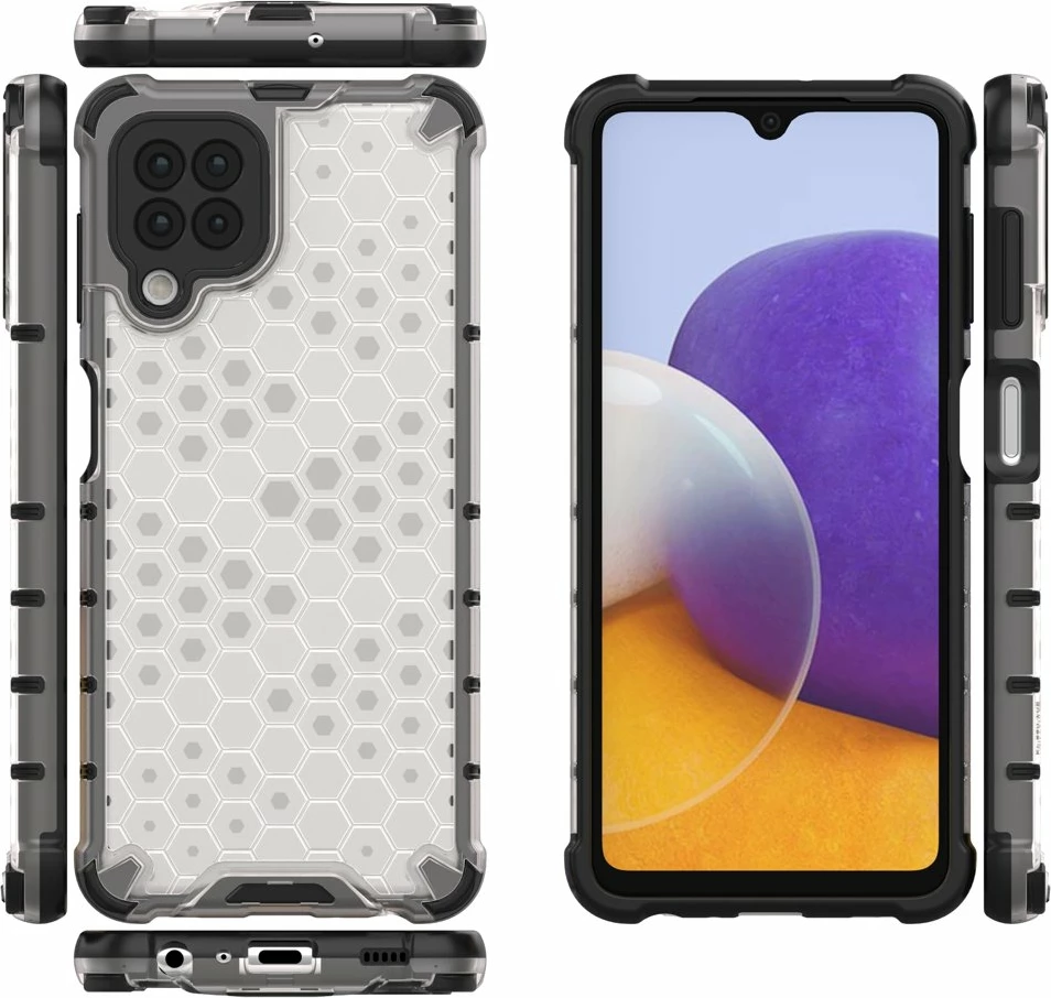 Mbështjellës Hurtel Honeycomb Case armor për Samsung Galaxy A22 4G, Transparent