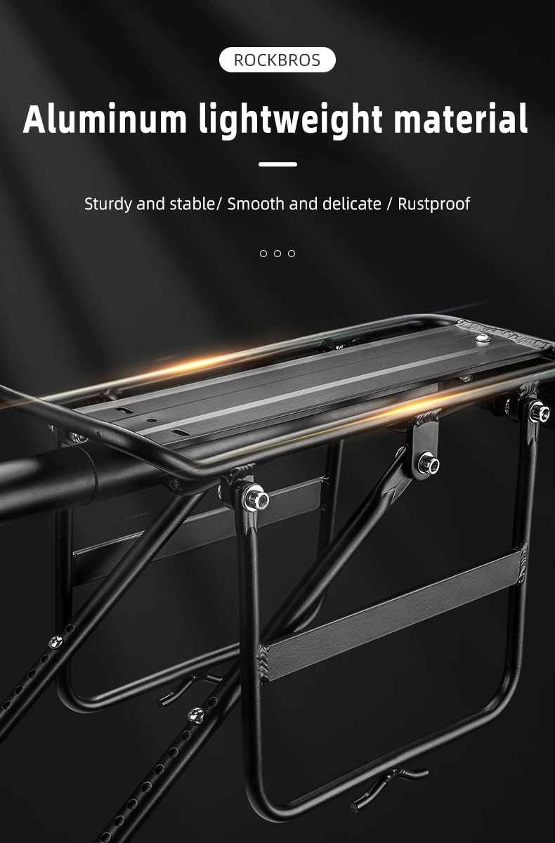 Raft biçiklete Rockbros 33210004001 me rafte dhe dritë LED, e zezë