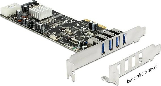 Kartë zgjerimi PCIe DeLOCK 89365, 4x USB 3.2 Gen 1 Type-A, 5 Gbit/s, low profile