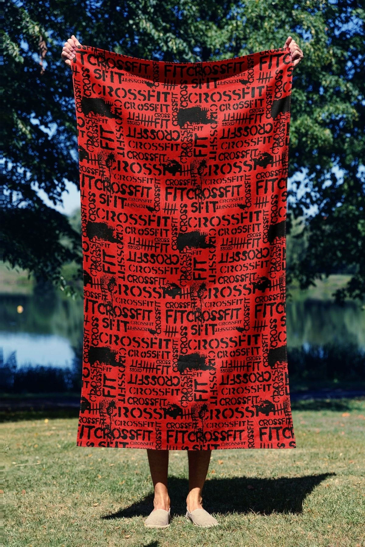 Peshqir plazhi Mijolnir, Crossfit, i kuq, 70x130cm