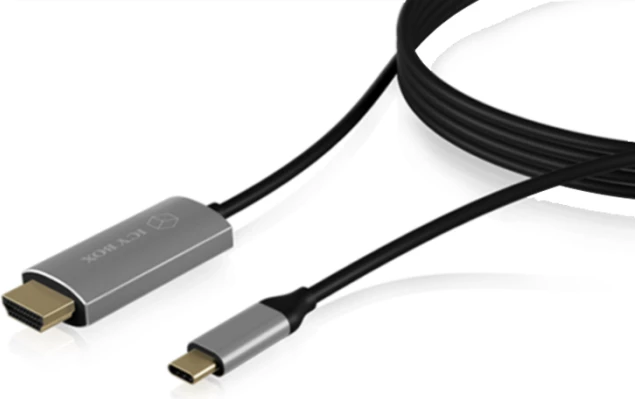 kabllo USB-C në HDMI ICYBOX IB-CB020-C 4K@60Hz 1.8 m, e zezë/argjendtë (1 copë)