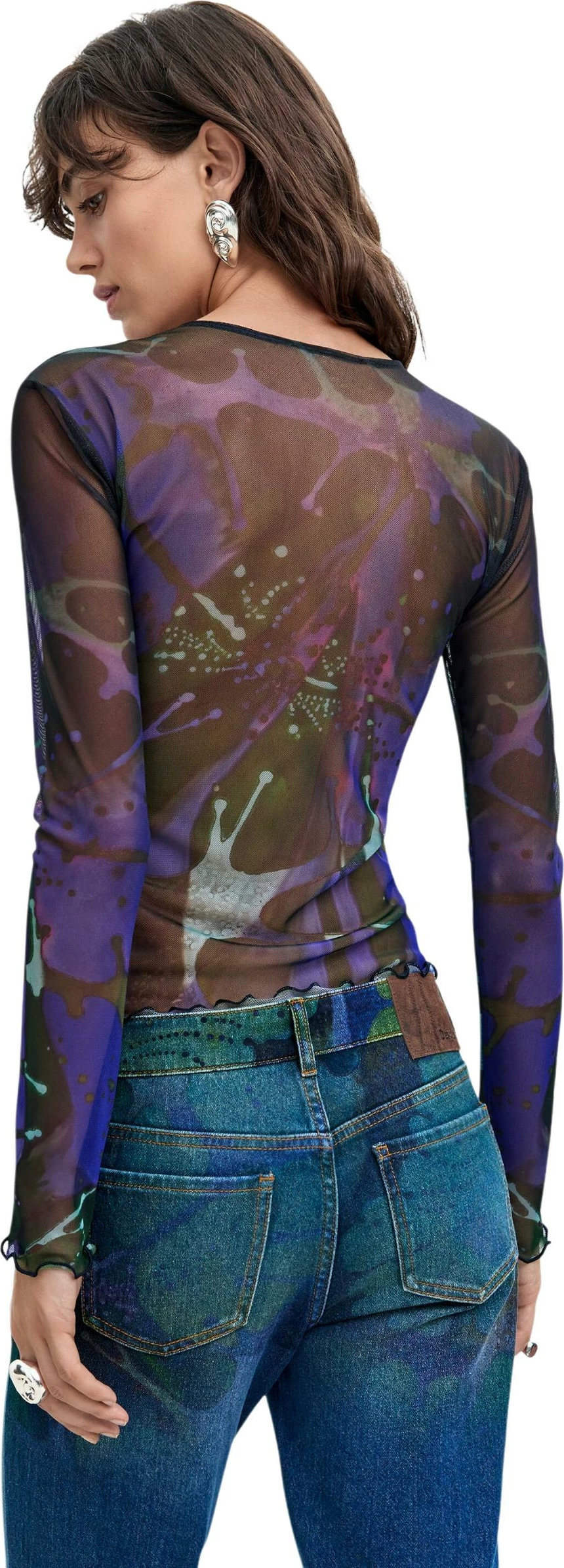 Maicë me mëngë të gjata për femra Desigual TS_DOTS LEAF_LACROIX 26WWTK02, vjollcë [Madhësia: M]