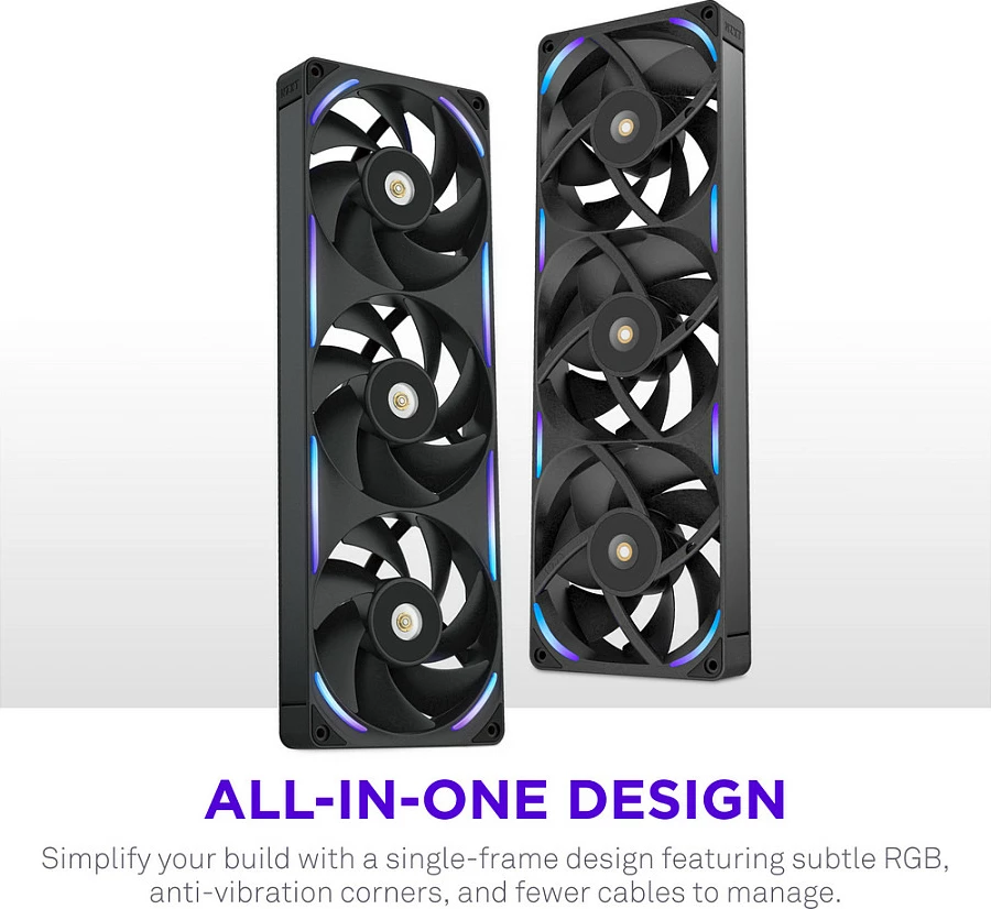 Fan për kasë NZXT F360X, 3x120mm, PWM, RGB, kornizë 360mm, e zezë