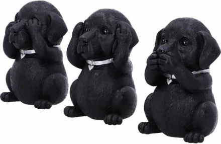 Figurinë dekorative NEMESIS NOW Three Wise Labradors 8.5 cm, resin, e pikturuar me dorë, set 3 copë, e zezë