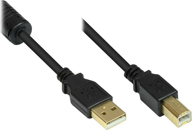 Kabllo USB 2.0 GoodConnections A-B, 1m, me ferrit, e zezë