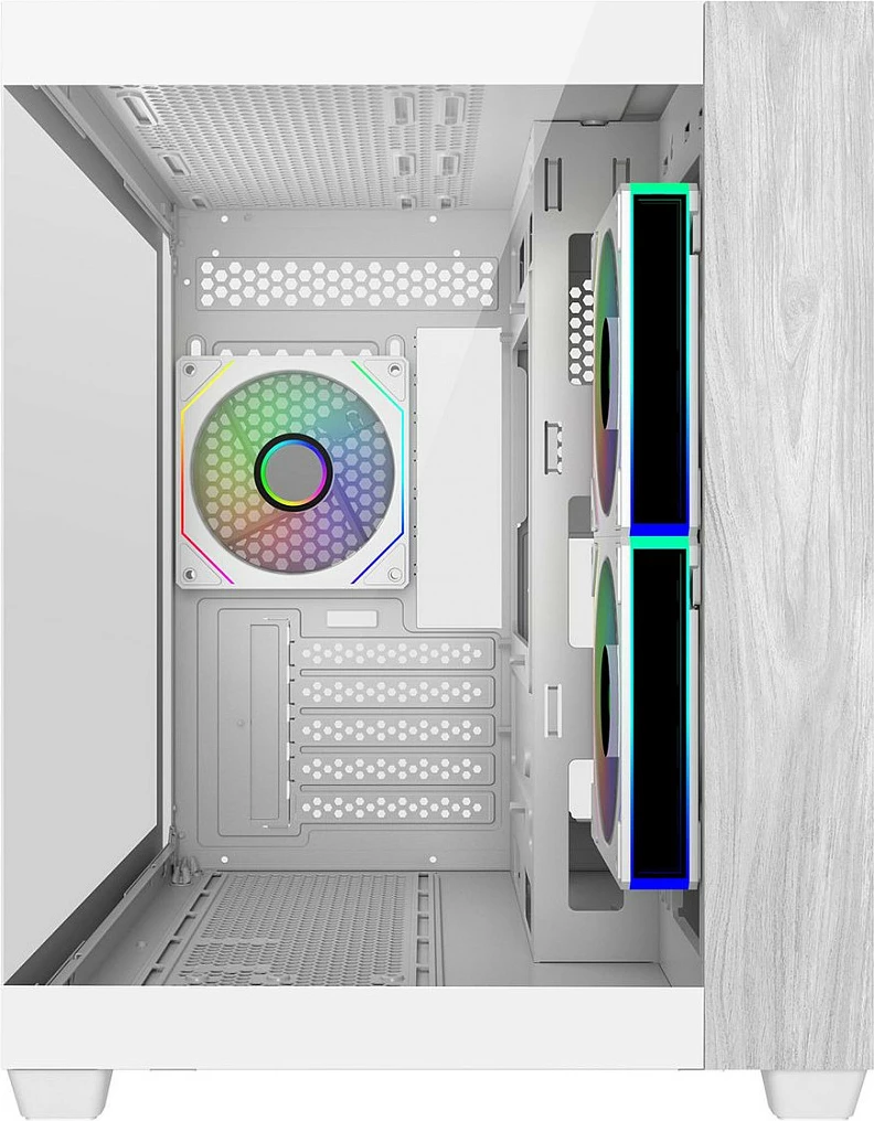 Kasë Cooler Master Elite 481 Wood, Mini Tower micro ATX, xham i temperum, RGB, e bardhë