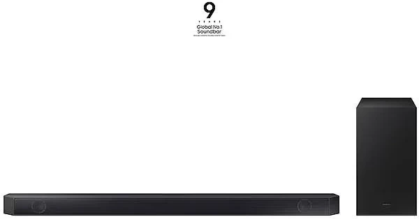 Soundbar, Samsung HW-Q600C, 3.1.2 kanale, Dolby Atmos & DTS:X, subwoofer pa kabllo, e zezë