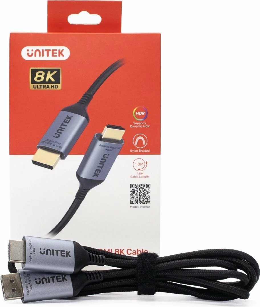 Kabllo DisplayPort 1.4 në HDMI 2.1 Unitek V1610A01, 1.8 m, 8K@60Hz/4K@120Hz, Gri