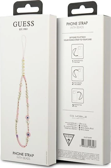 Varëse për telefon Guess GUSTSHPP Phone Strap, rruaza, rozë