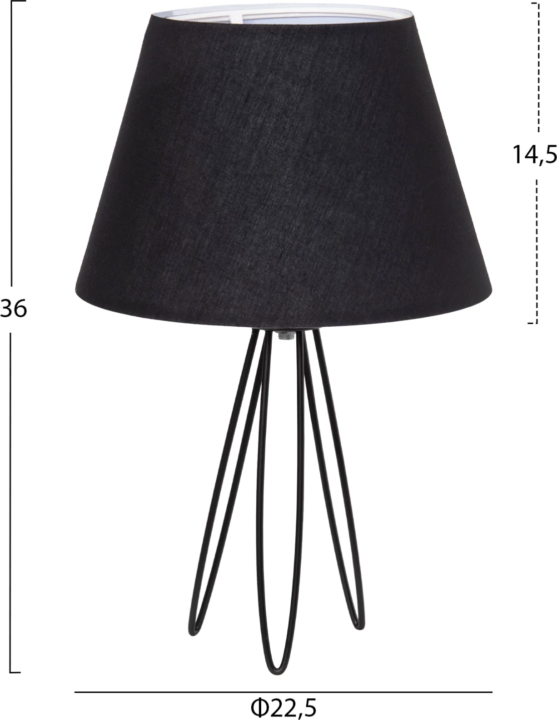 Llambë tavoline LIVO FH4708.01 e zezë me bazë trekëmbëshe metalike Φ22x36Hcm