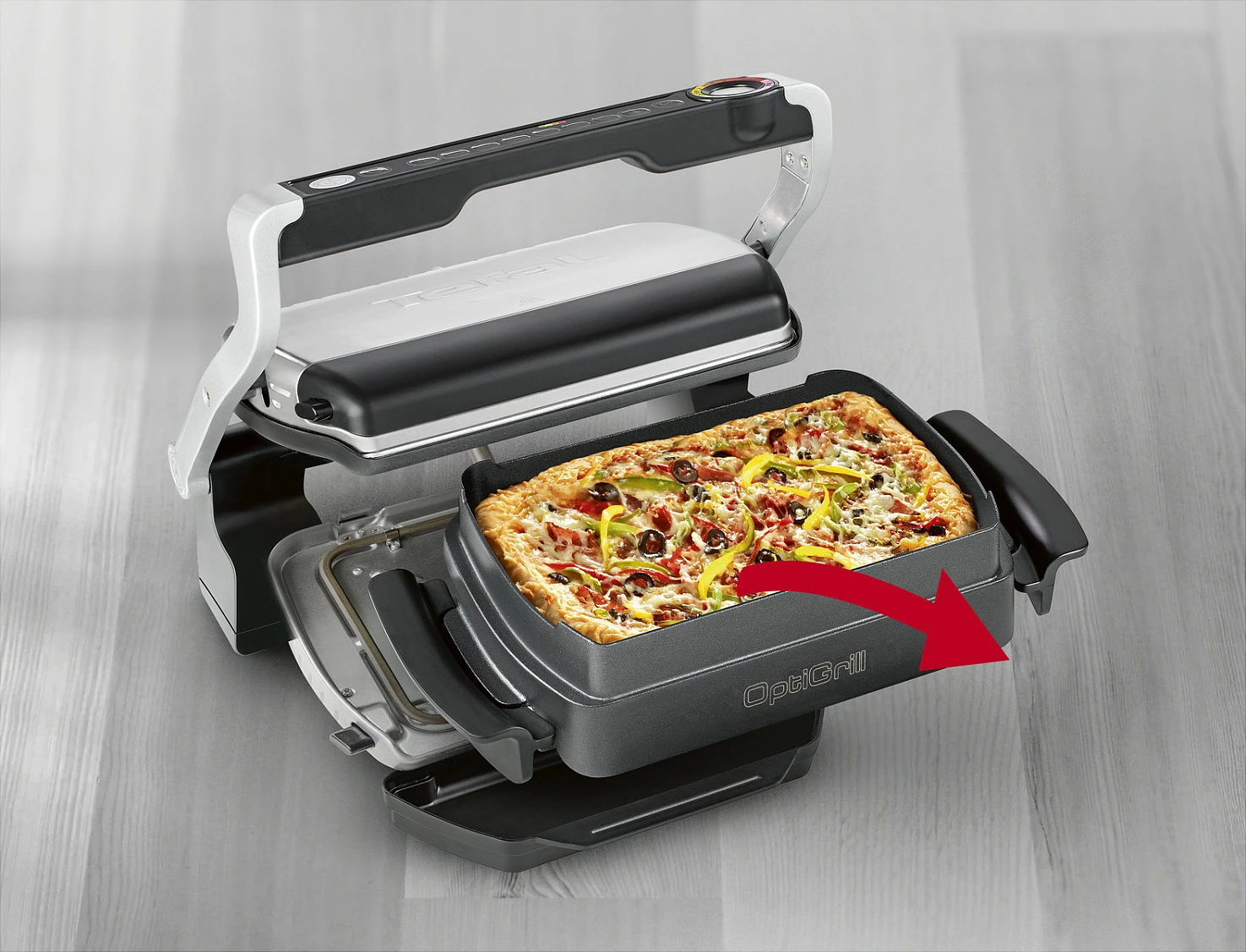Tavë pjekjeje Tefal XA7278, për OptiGrill XL, drejtkëndëshe, e zezë