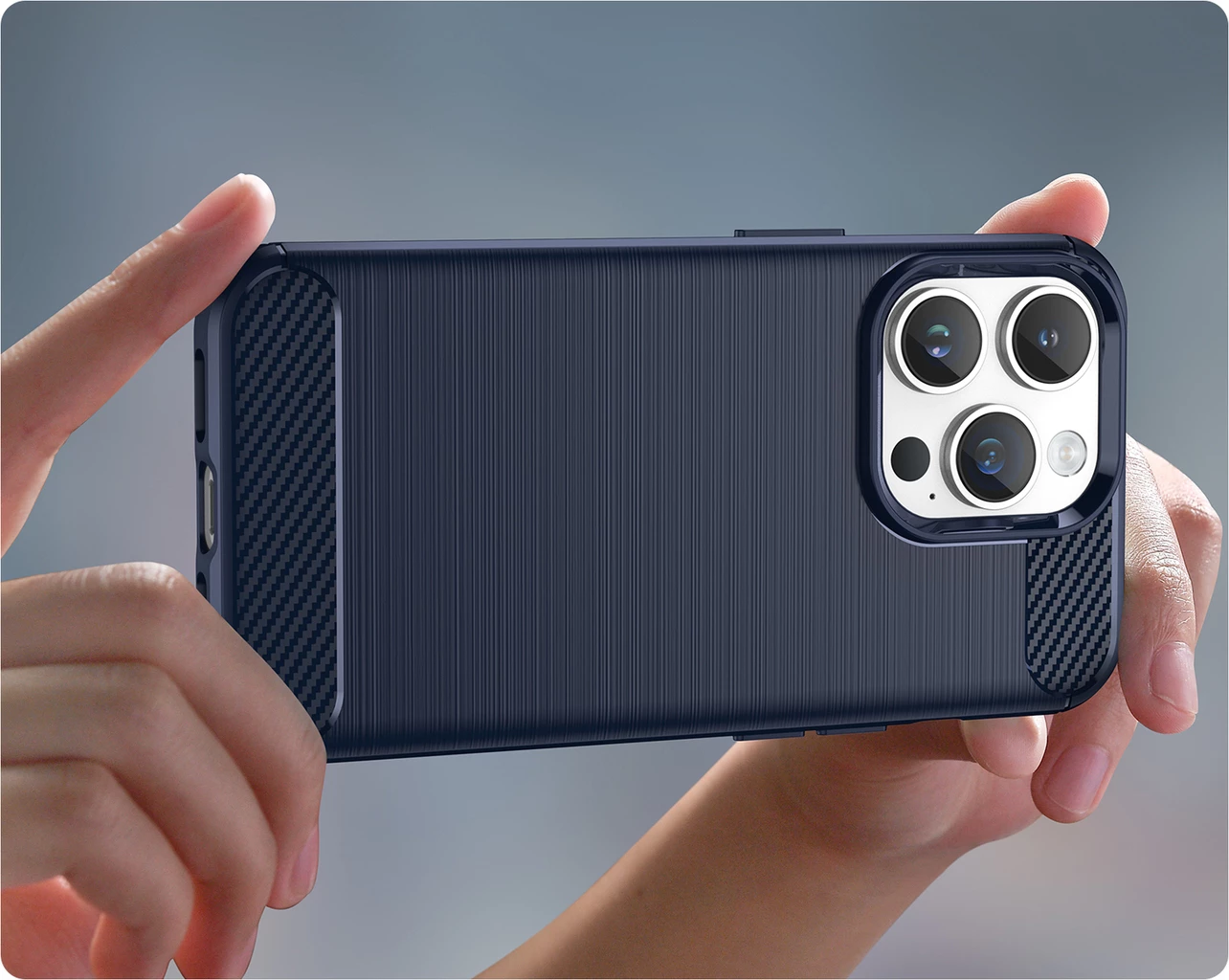 Mbështjellës Hurtel Carbon Case për iPhone 14 Pro Max, TPU, Blu