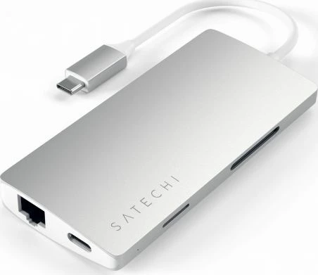 Replikator portash USB-C Satechi ST-TCMA2S, HDMI 4K@60Hz, Gigabit Ethernet, 3x USB 3.0, lexues SD/microSD, USB-C PD 60W, argjendtë