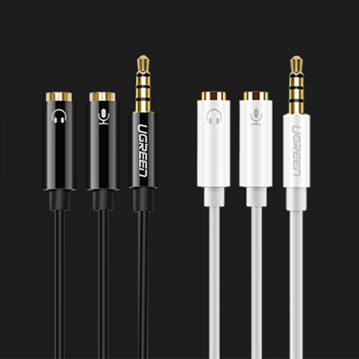Kabllo ndarëse audio Ugreen AV141, 3.5 mm mini jack mashkull në 2 x 3.5 mm mini jack femër (mikrofon + audio), e zezë