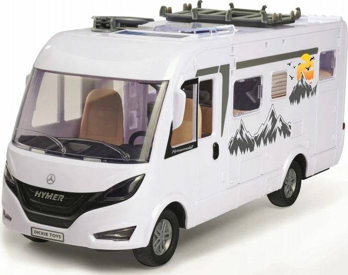 Set kamper lodër Dickie Playlife Holiday Camper Hymer B-Class 1:24 30 cm, i bardhë, me aksesorë