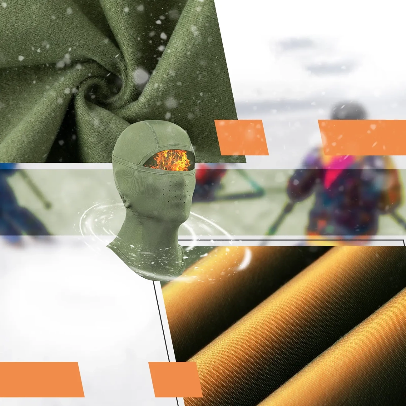 Balaklavë dimërore Qunature 13230023015, kundër erës, e frymëmarrshme, 85% poliester/15% elastan, madhësi L, gjelbër