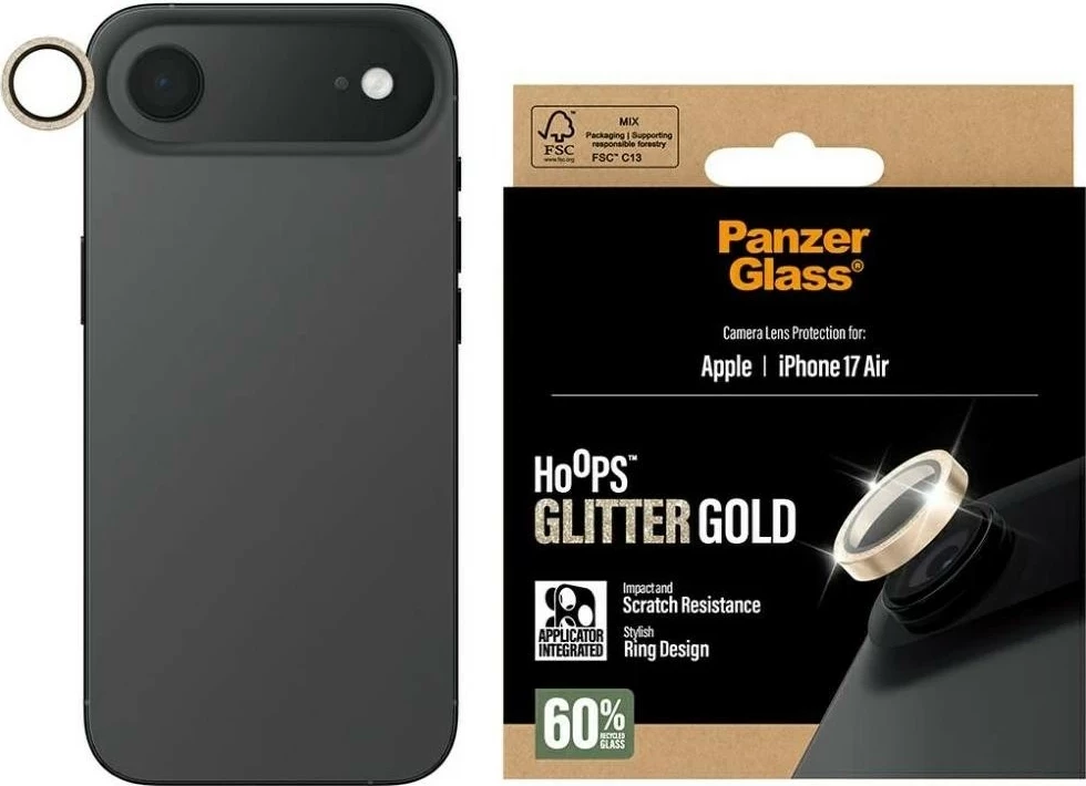 Mbështjellës PanzerGlass Hoops Glitter për iPhone 17 Air, ngjyrë ari