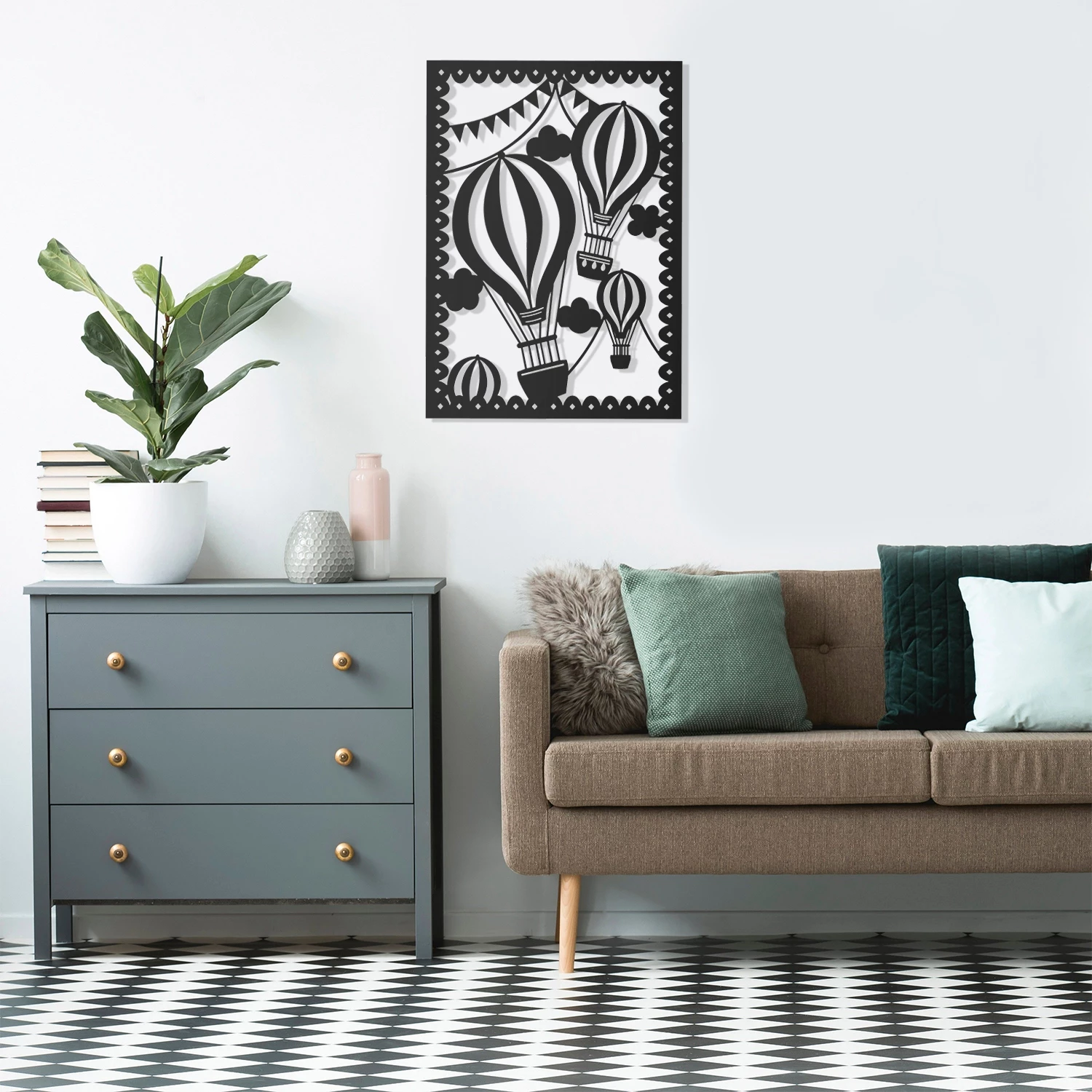 Aksesor dekorativ metalik për mur, balona, Wallity, ngjyrë e zezë, 50x70cm