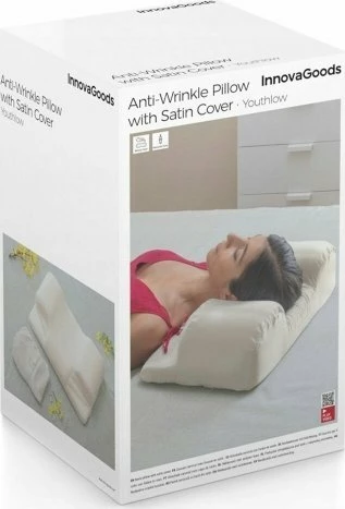 Jastëk ortopedik anti-rrudha InnovaGoods INNOVAGOODS, memory foam, 50x14x30 cm, me mbulesë sateni e heqshme, bezhë