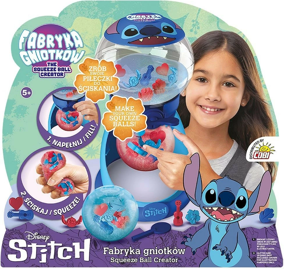 Set kreativ Cobi Fabryka Gniotków Stitch, 3 toptha slime, shumëngjyrësh