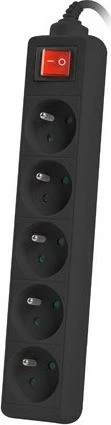 Zgjatues rryme Lanberg PS1-05E-0300-BK, 5 priza, 3 m, 2500 W, me switch, i zi