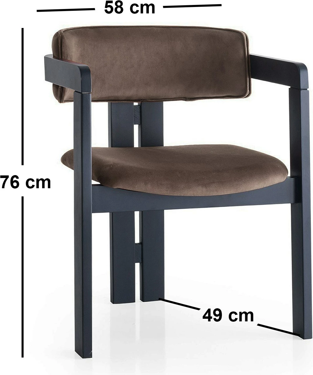 Karrige Hanah Home, CO - 022, kornizë druri, kadife, e zezë dhe kafe