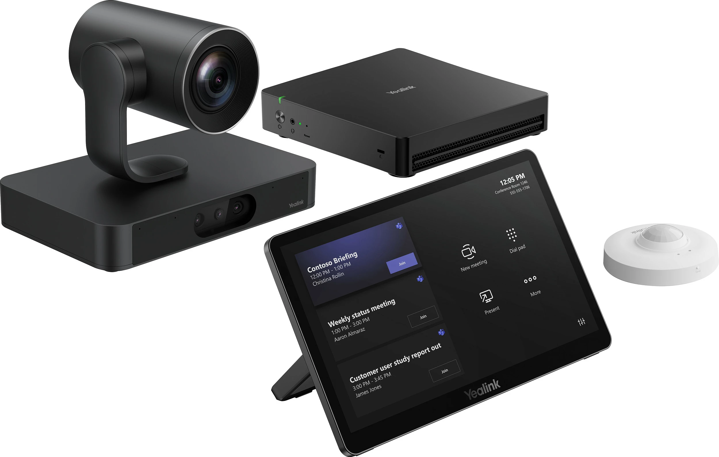 Sistem video-konference Yealink MVC S80-C5U-000, kamerë 20x, Mini PC Intel Core Ultra 5, SSD 256GB, RAM 16GB, panel prekje 11.6", i zi