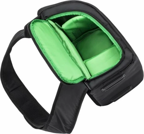 Çantë sling për kamerë DSLR RivaCase 7470, poliestër, me rain cover, e zezë