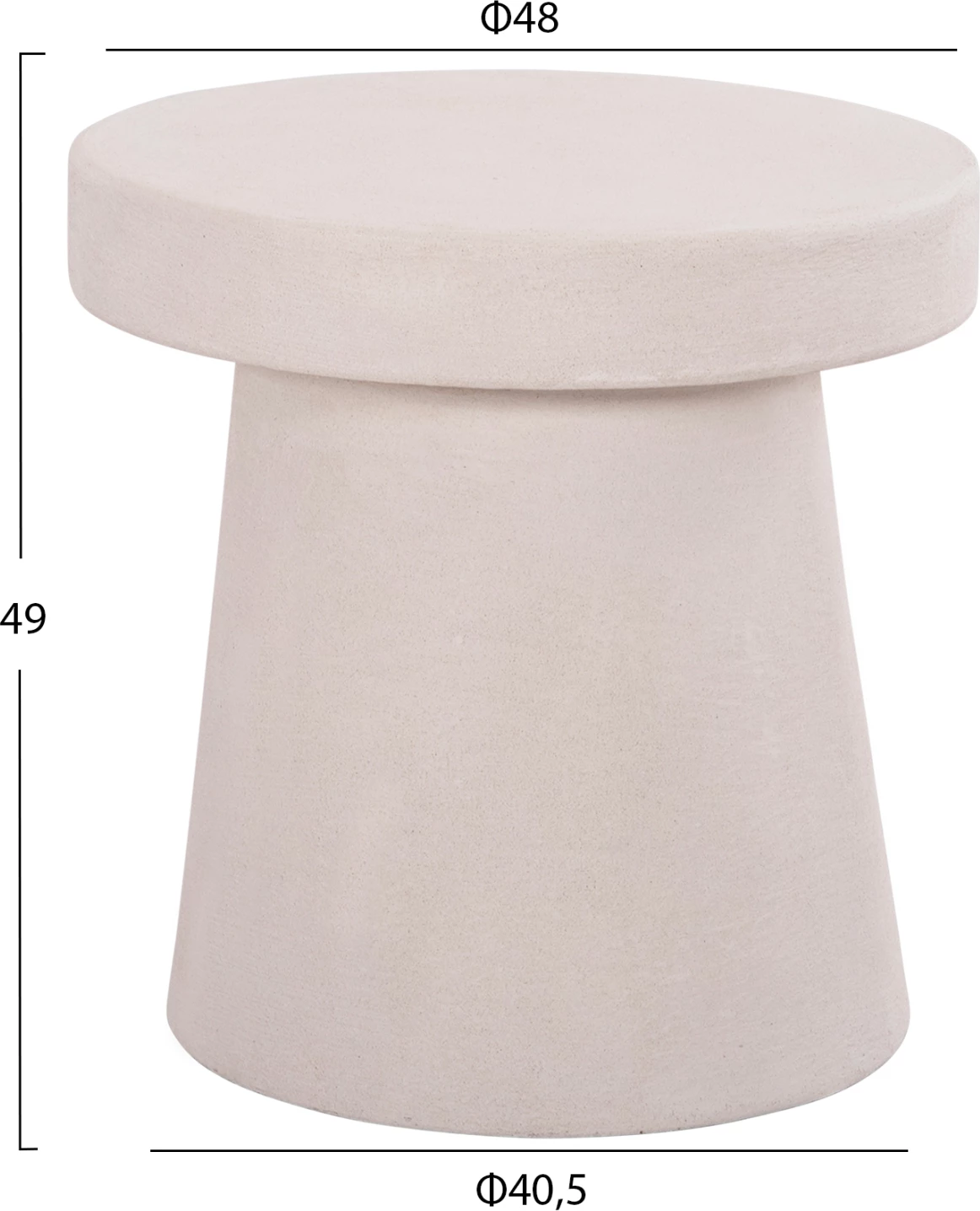 Tavolinë kafeje e rrumbullakët, seri Santorini, MDF, ngjyrë off-white, Φ48x49H cm.