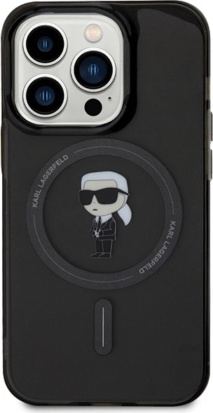 Mbështjellës, Karl Lagerfeld, KLHMP15XHFCKNOK IML Ikonik MagSafe, hardcase TPU/PC, për iPhone 15 Pro Max 6.7", i zi