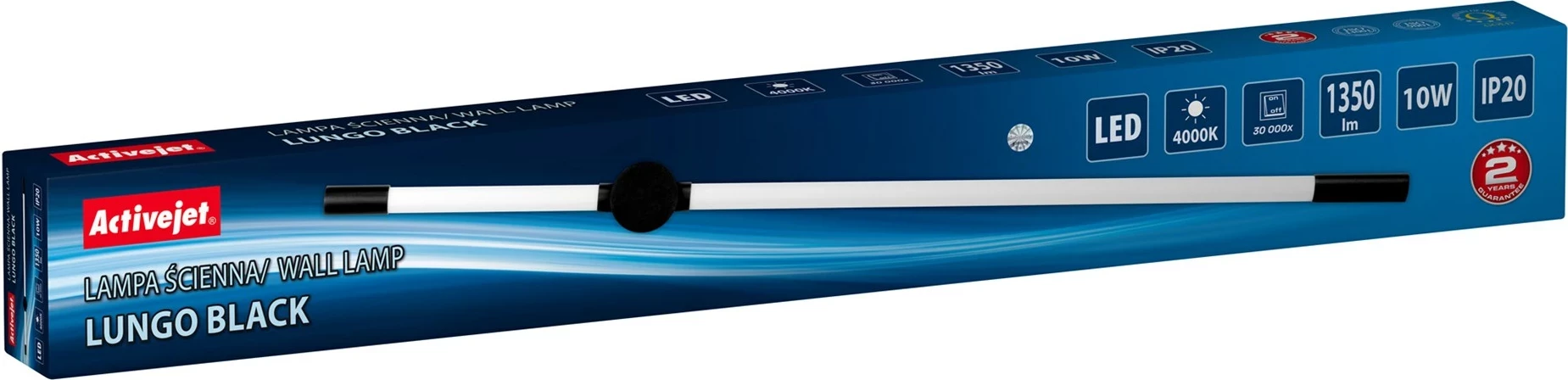 Llambë muri LED Activejet AJE-LUNGO, 10 W, e zezë