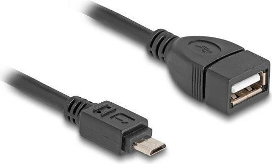 Kabllo OTG USB 2.0 DeLOCK Micro-USB B mashkull në USB-A femër, 11 cm, e zezë