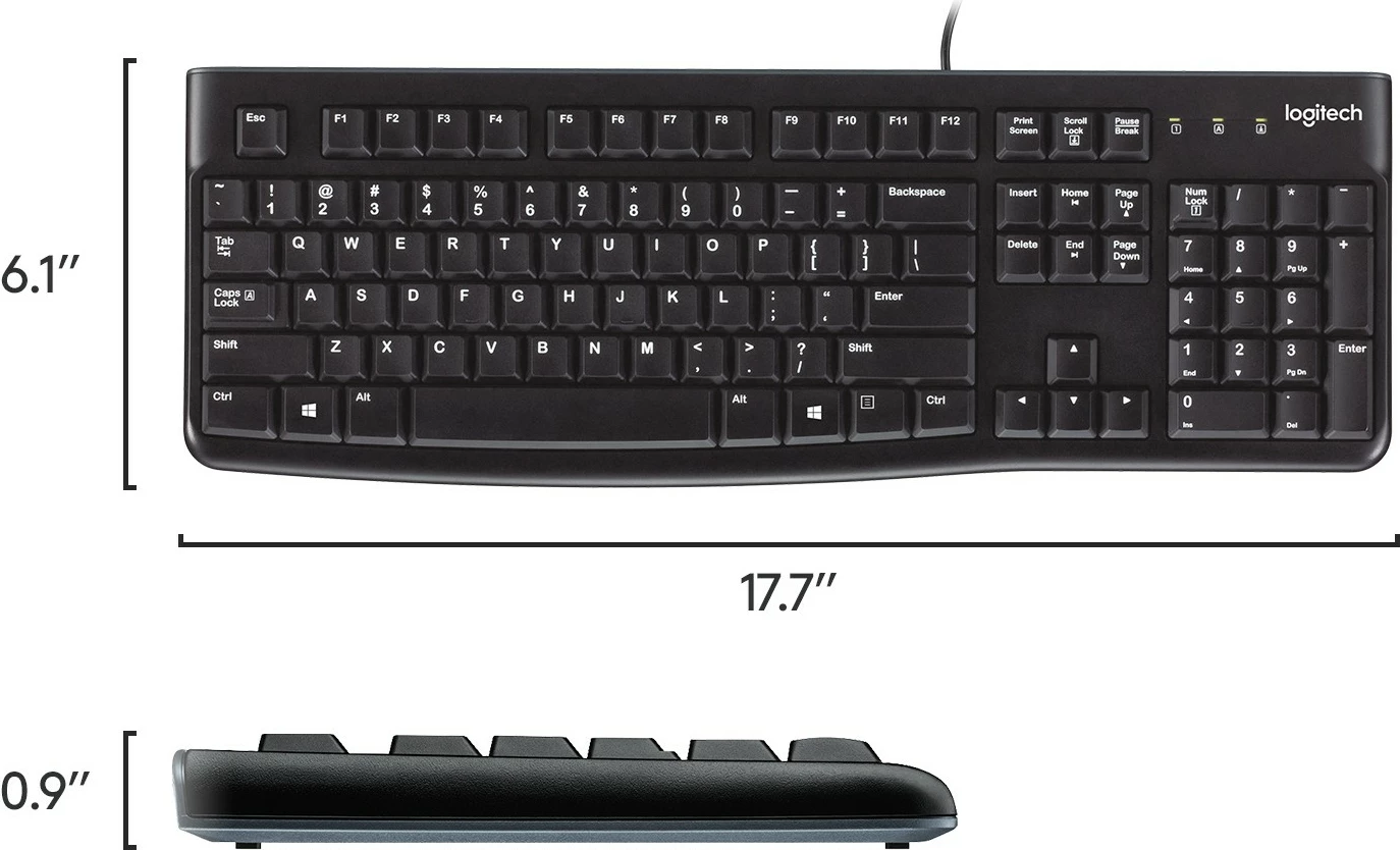 Tastierë Logitech K120, full-size, me kabllo, USB, AZERTY, e zezë