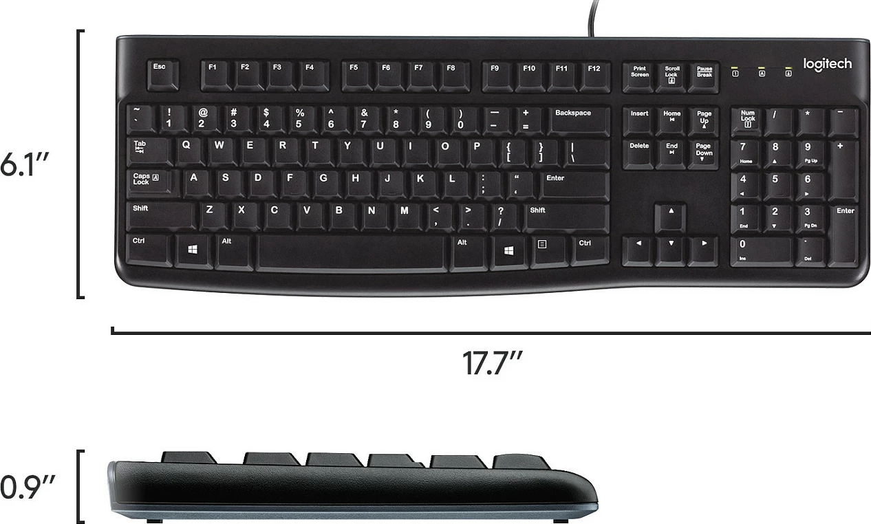 Tastierë Logitech K120, full-size, me kabllo, USB, AZERTY, e zezë