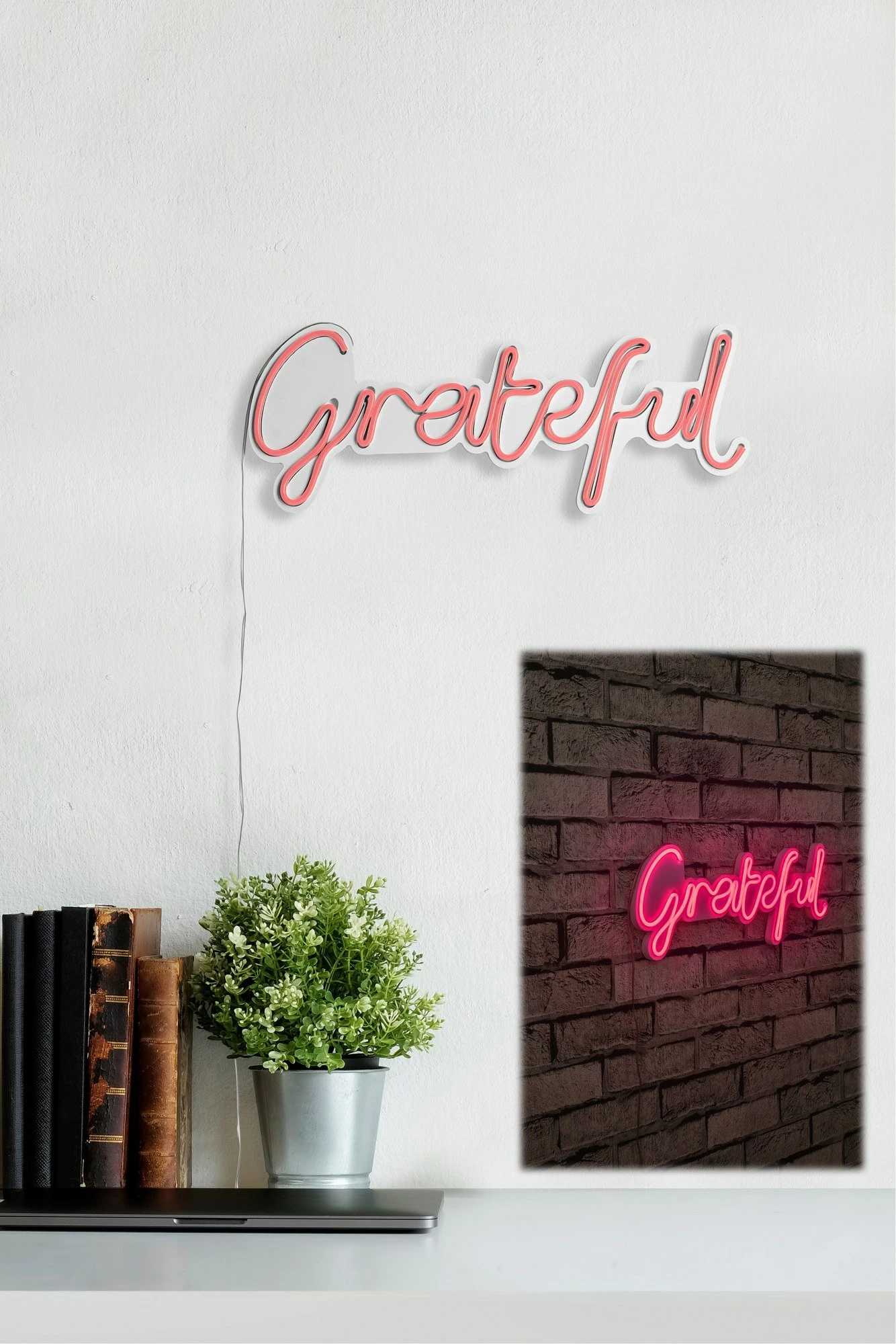 Dekor ndriçues plastik LED, Wallity Grateful, ngjyrë rozë