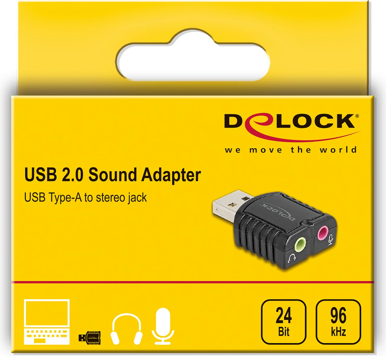 Kartelë zëri USB DeLOCK 24-bit/96 kHz, 2x 3.5 mm, Plug & Play, e zezë