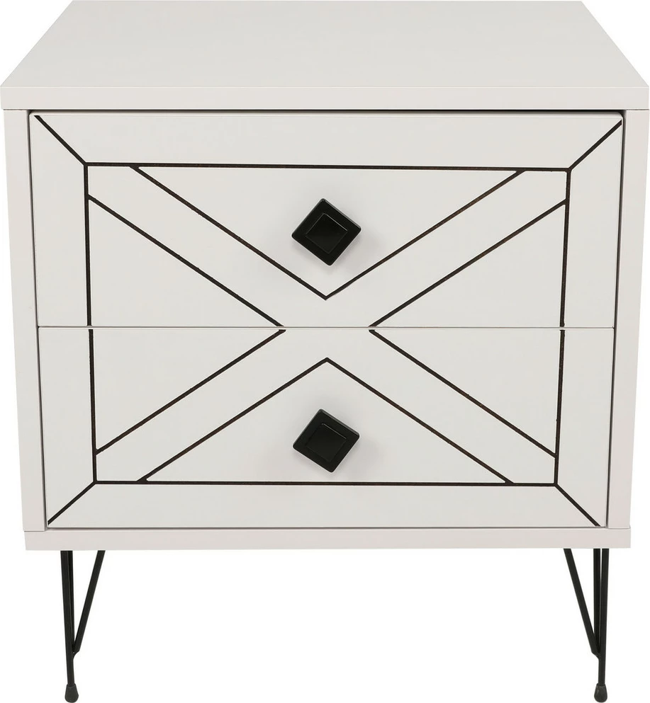 Komodinë anës krevati Hanah Home, Luna, e bardhë