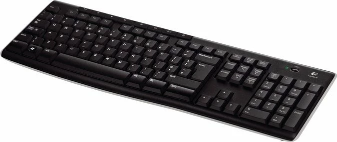 Tastierë wireless Logitech K270 920-003738, layout UK, full-size me numpad, USB receiver, e zezë