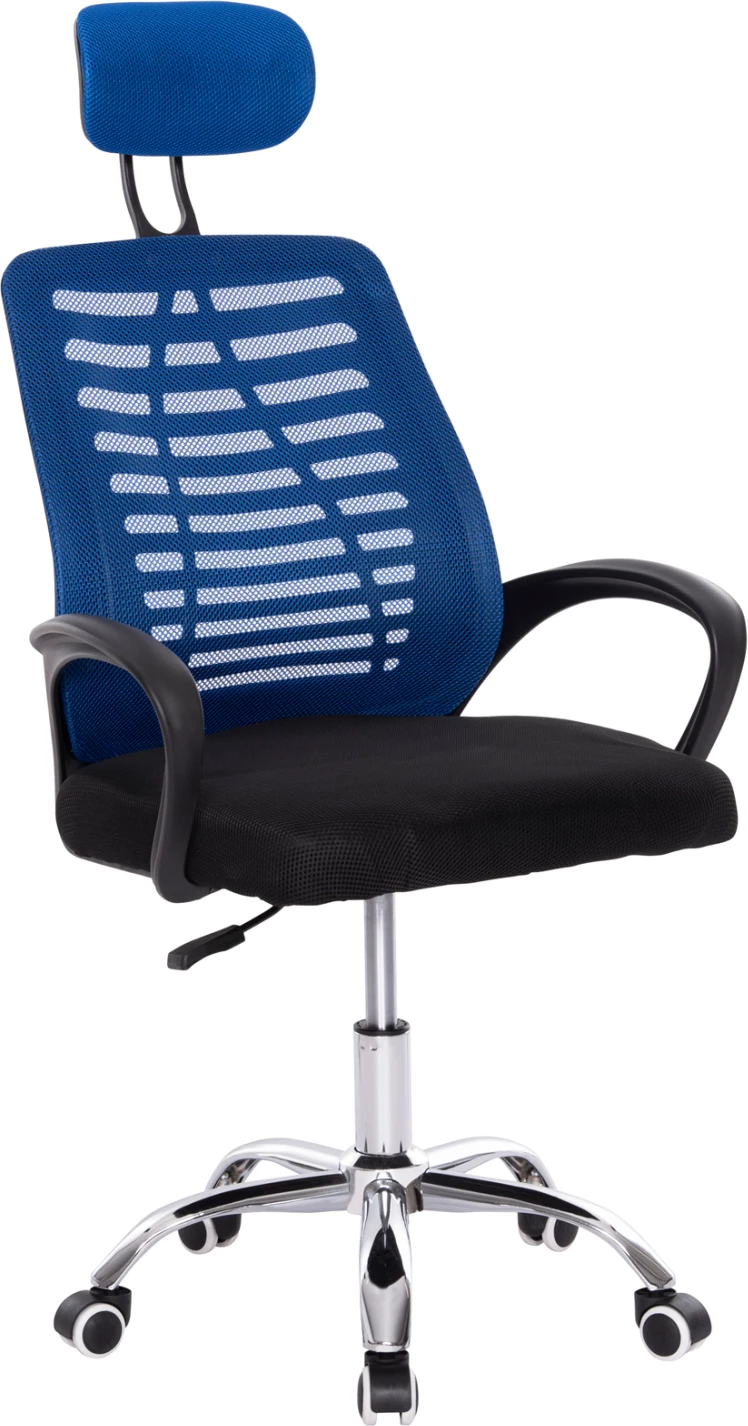 Karrige zyre TRAIL2 FH1193.36, ngjyrë blu dhe e zezë, pëlhurë rrjetë-krom, 61x61x116H cm.