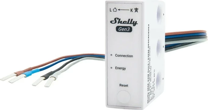 Matës energjie Shelly 3EM-63W Gen3, model me kabllo, i bardhë
