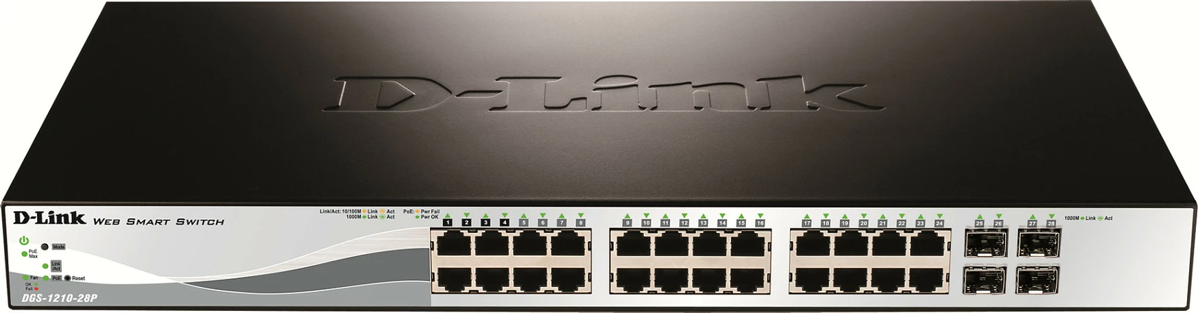 Switch D-Link DGS-1210-28P, Managed, L2, Gigabit Ethernet, PoE, Rack 1U