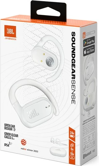 Kufje JBL Soundgear Sense wireless, Bluetooth 5.3, open-ear, 24h playback, të bardha