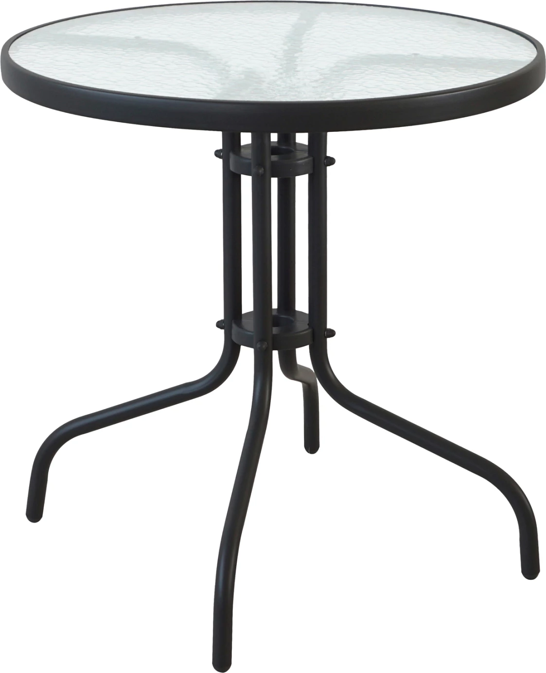 Tavolinë e rrumbullakët LIMA, metalike, ngjyrë e zezë, me sipërfaqe xhami të kalitur, FH5146.03, Φ70Χ70Hcm