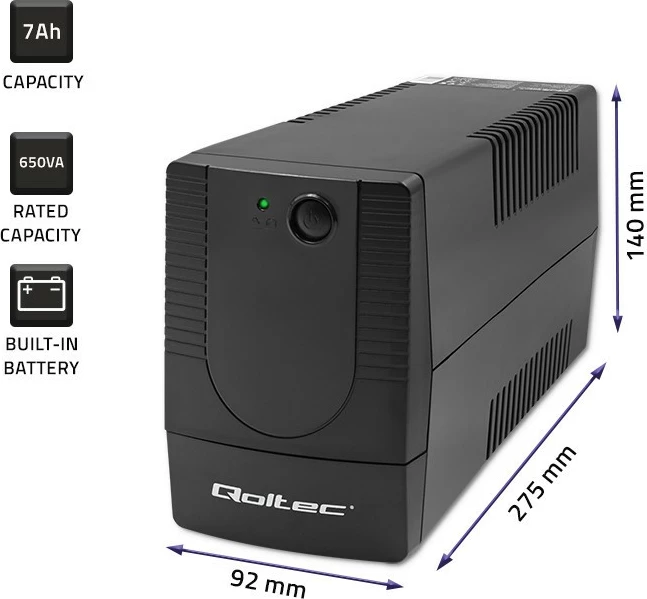 UPS Qoltec Monolith 650VA 360W, i zi
