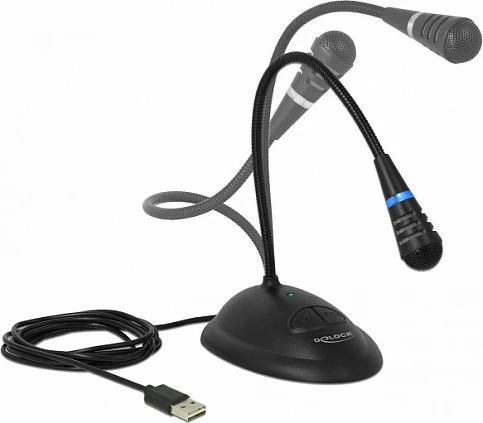 Mikrofon për PC DeLOCK 65871, USB-A, unidireksional, 16-bit/48 kHz, i zi