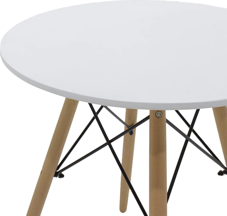 Tavolinë Julita, MDF e bardhë, dru fagu natyral, 60x73cm