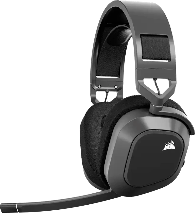 Kufje gaming CORSAIR HS80 MAX Wireless, Dolby Atmos, 50 mm, 24 orë, gri çeliku (EU)